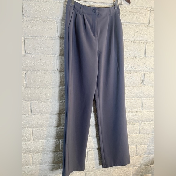 Fashion Nova Pants - Fashion Nova High Waisted Wide Leg Pants Blue Gray Size Small